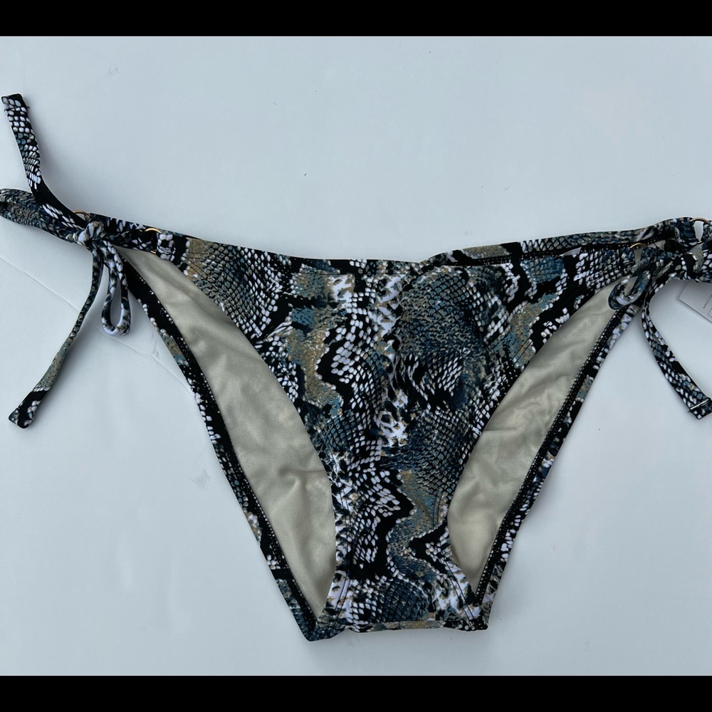 Snake print side tie bikini bottom cheeky NWT 12/14